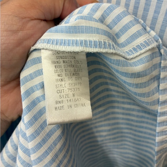 Chic Vintage Charm Cottagecore Pinstripe Tiered Tie-Waist Midi Dress M - Picture 4 of 8